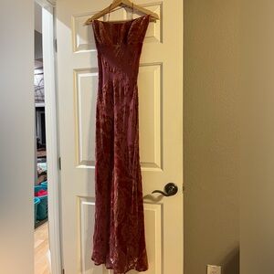 VINTAGE pink velvet long dress perfect for wedding guest prom formal
